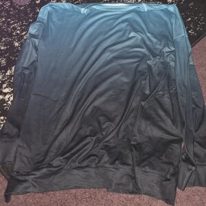 Gradient Long Sleeve Pullover - Teal to Dark Green/Black